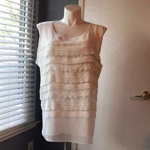 Off white tank with lace